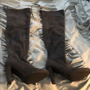 Thigh high suede boots